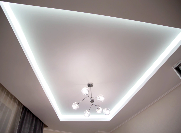 recessed lighting and chandelier